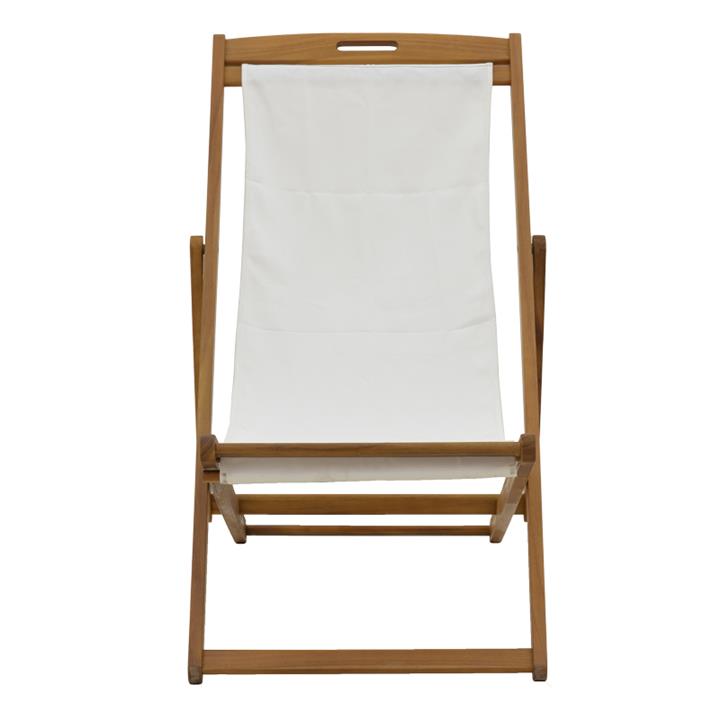Chaise longue Franclow pakoworld acacia wood natural-cloth pvc white