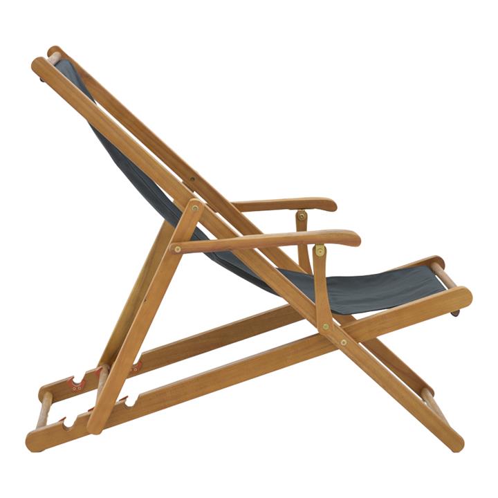 Chaise longue Xurian pakoworld acacia wood natural-cloth pvc black