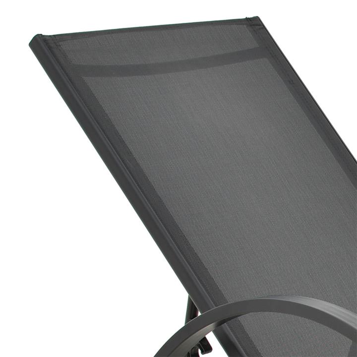 Deckchair with arms Cinch pakoworld grey aluminium- grey textilene