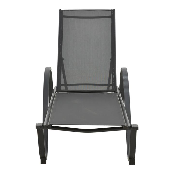 Deckchair with arms Cinch pakoworld grey aluminium- grey textilene