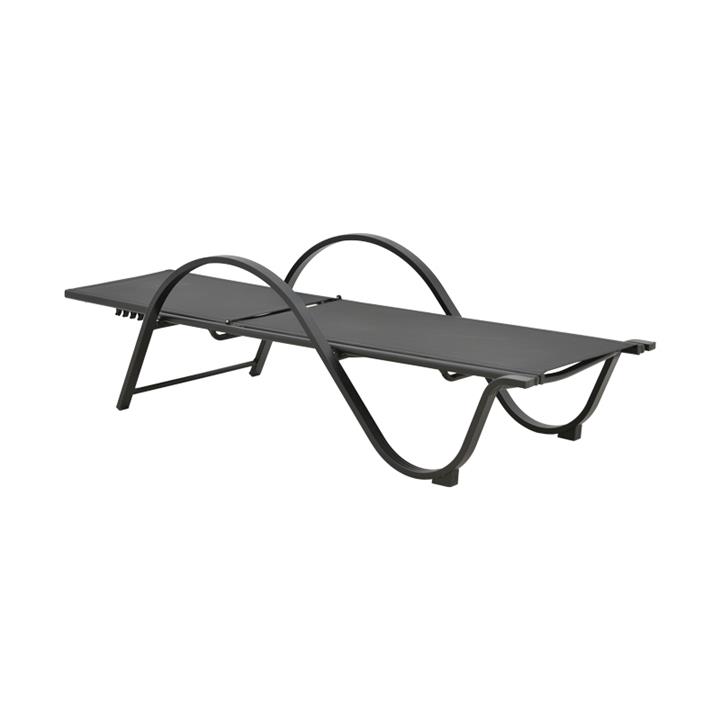 Deckchair with arms Cinch pakoworld grey aluminium- grey textilene