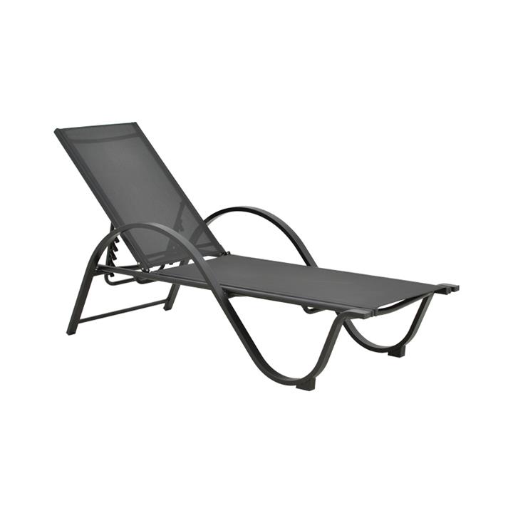 Deckchair with arms Cinch pakoworld grey aluminium- grey textilene