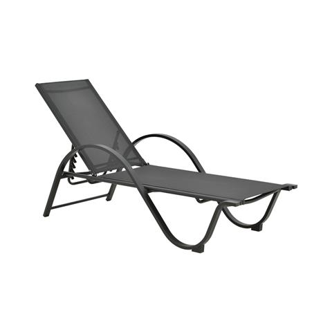 Deckchair with arms Cinch pakoworld grey aluminium- grey textilene
