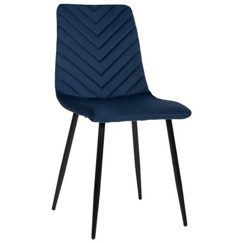 DINING CHAIR LATRELL HM8587.08 BLUE VELVET & BLACK METAL LEGS 43x54x88Hcm.