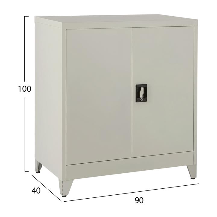 WARDROBE METALLIC DURON HM11980 2-LEAF WITH 2 STORAGE SPACES & LEGS-GREY 90Χ40Χ100Hcm.