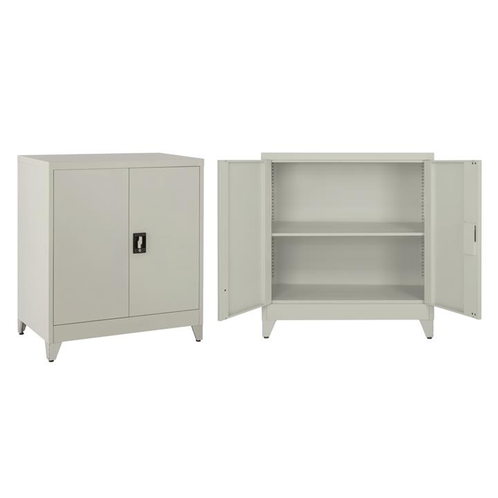 WARDROBE METALLIC DURON HM11980 2-LEAF WITH 2 STORAGE SPACES & LEGS-GREY 90Χ40Χ100Hcm.