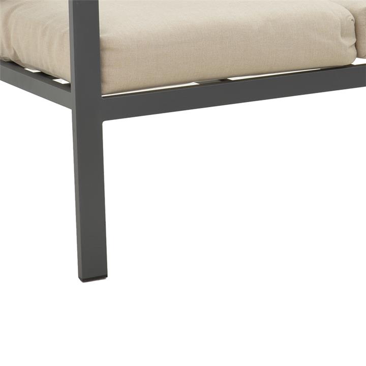 Lounge Fashionable pakoworld set 4pcs beige fabric-dark grey aluminium