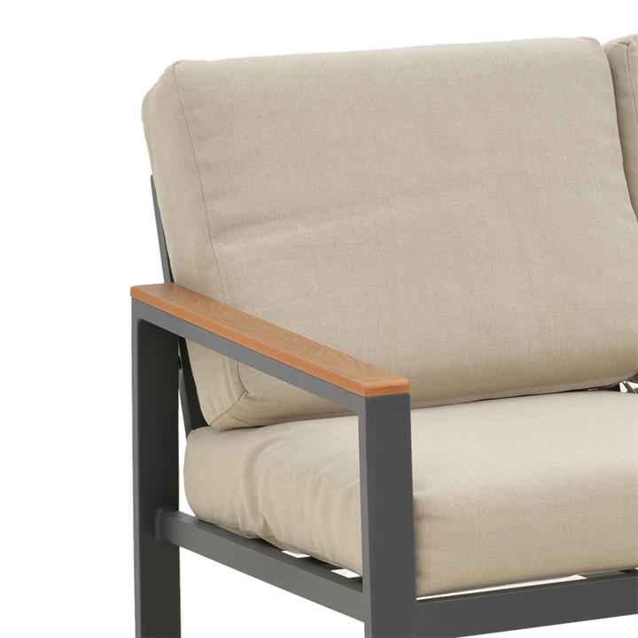 Lounge Fashionable pakoworld set 4pcs beige fabric-dark grey aluminium