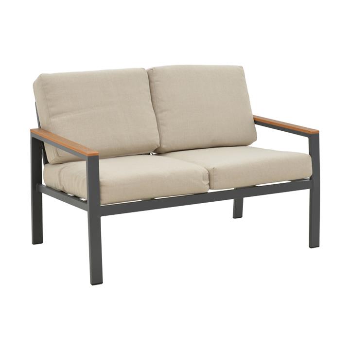 Lounge Fashionable pakoworld set 4pcs beige fabric-dark grey aluminium