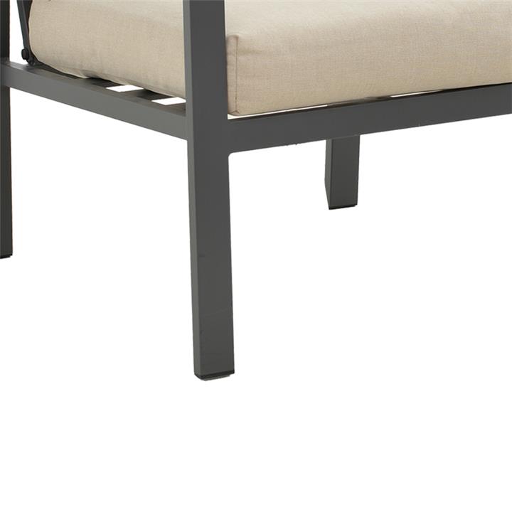 Lounge Fashionable pakoworld set 4pcs beige fabric-dark grey aluminium