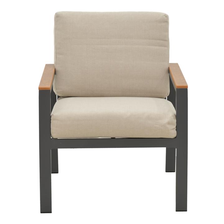 Lounge Fashionable pakoworld set 4pcs beige fabric-dark grey aluminium