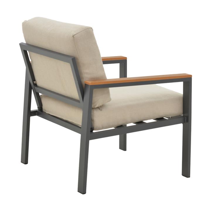 Lounge Fashionable pakoworld set 4pcs beige fabric-dark grey aluminium