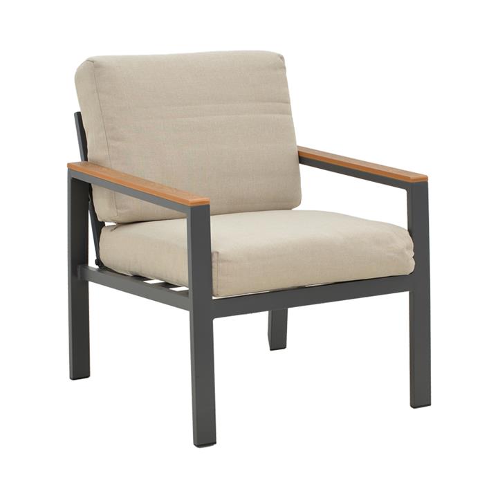 Lounge Fashionable pakoworld set 4pcs beige fabric-dark grey aluminium