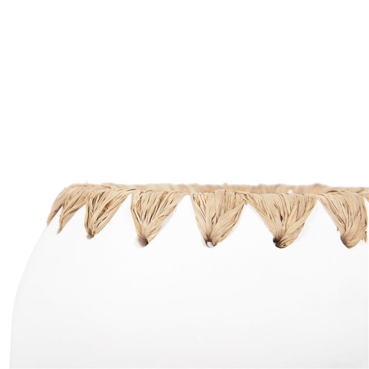 DECORATIVE VASE HM4377 TERRACOTTA IN WHITE WITH STRAW  WEAVING ON THE RIM Φ21Χ32Hcm.