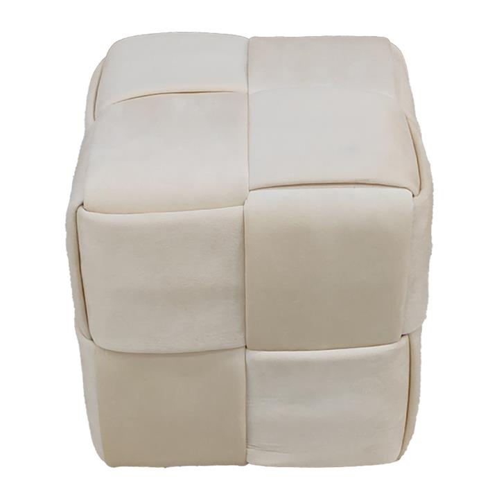 Ottoman Jisko pakoworld beige velvet 38x38x40cm