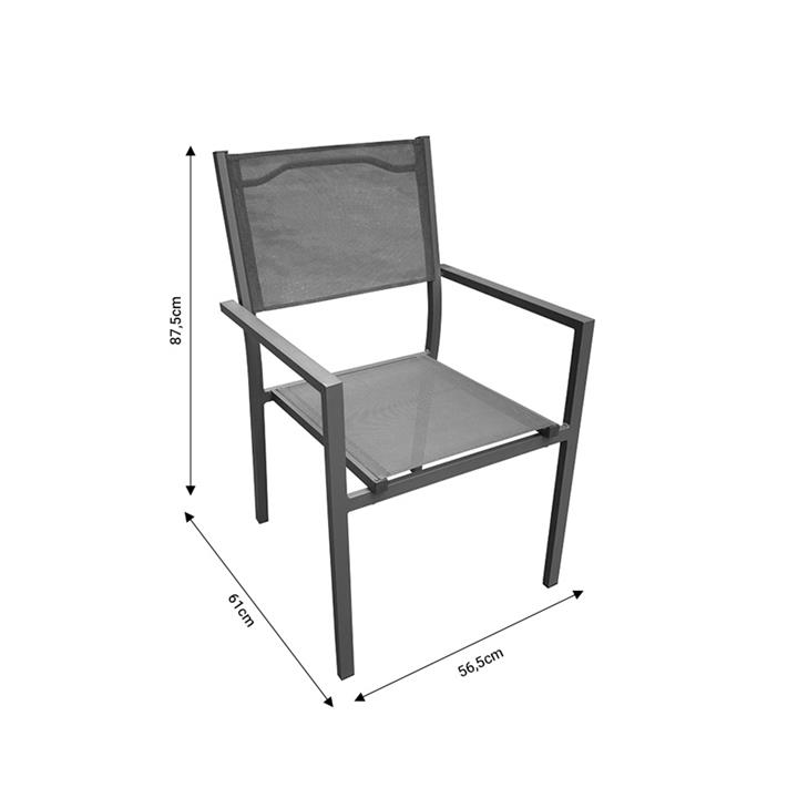 Armchair Moly pakoworld anthracite aluminum-textilene 56.5x61x87.5cm