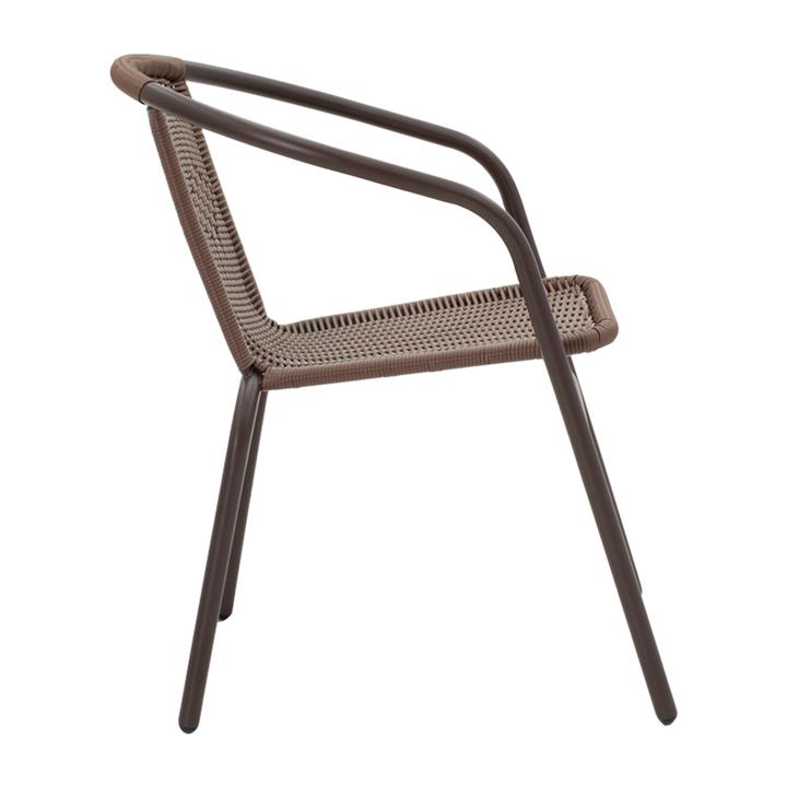Obbi-Watson pakoworld dining table set of 3 brown metal-pe rattan Φ60x70cm