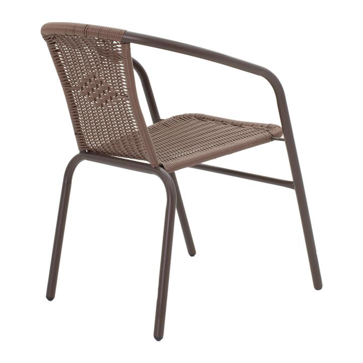 Obbi-Watson pakoworld dining table set of 3 brown metal-pe rattan Φ60x70cm
