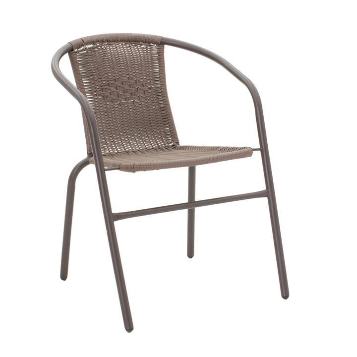 Obbi-Watson pakoworld dining table set of 3 brown metal-pe rattan Φ60x70cm
