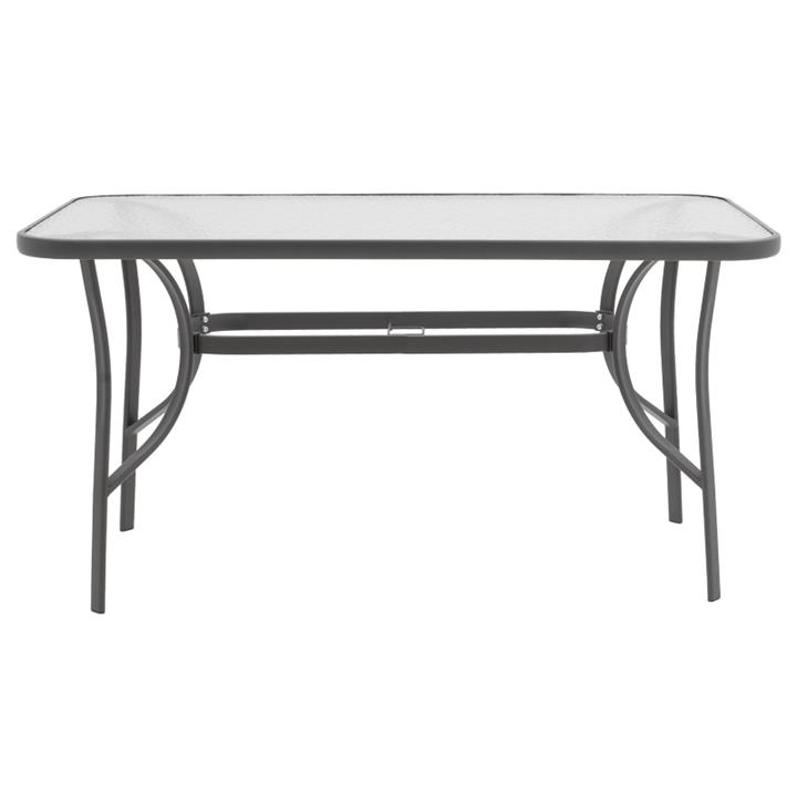 Dining table Calan-Ensure pakoworld set of 7 dark anthracite metal and anthracite textilene 140x80x70cm