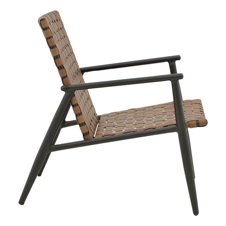 Armchair Eamon pakoworld metal black textilene brown 73,5χ62χ77cm
