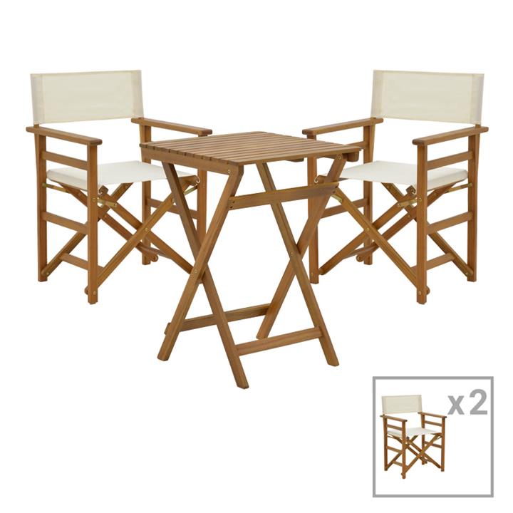 Dining room Bistrual-Lazio pakoworld set of 3 folding natural solid acacia wood 50x50x70cm