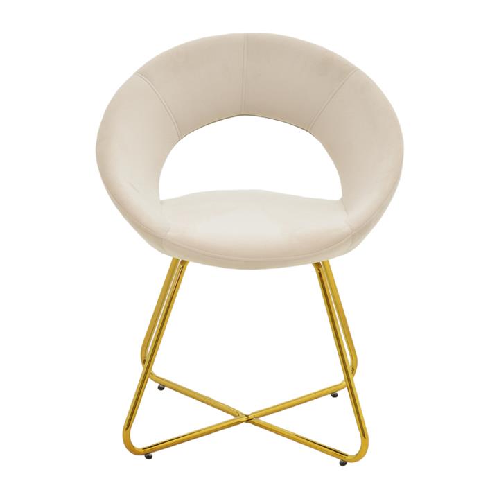 Chair Valentina pakoworld beige velvet-golden leg 65x60x82εκ