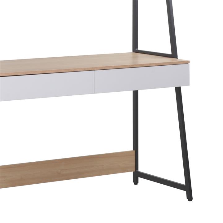 Jersey pakoworld melamine work desk in natural-white shade and anthracite metal 124x54x171cm