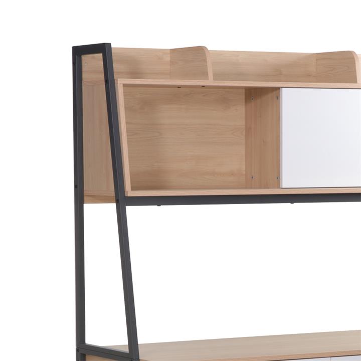 Jersey pakoworld melamine work desk in natural-white shade and anthracite metal 124x54x171cm