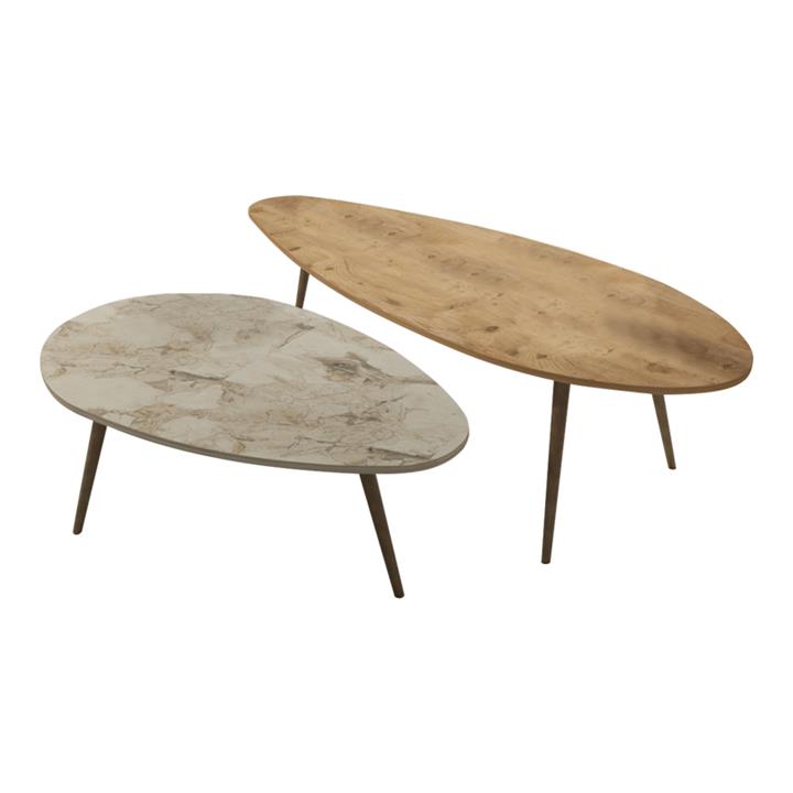 Monty pakoworld oak-beige melamine marble coffee table 116x46x46cm