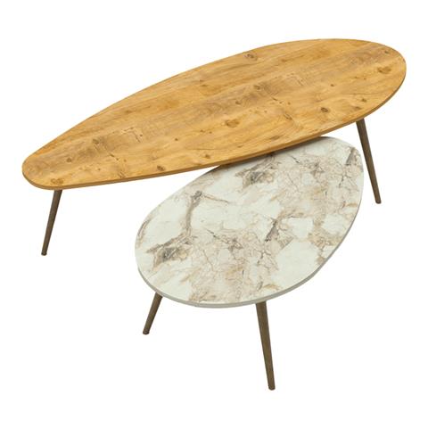 Monty pakoworld oak-beige melamine marble coffee table 116x46x46cm