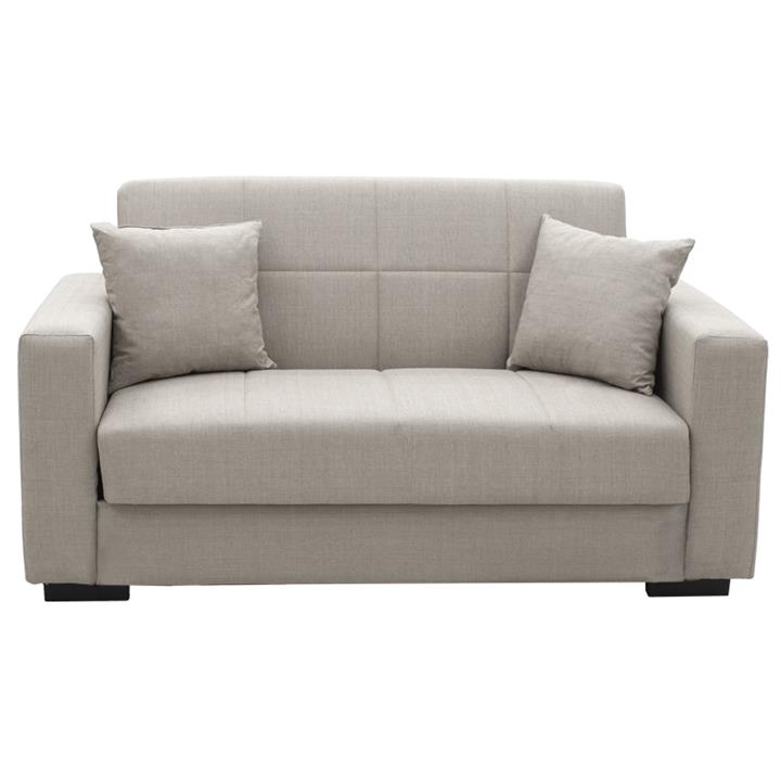 Sofa-bed with storage two-seater Vox pakoworld light gray fabric 155x85x80cm