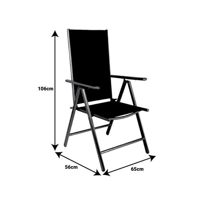 Candor pakoworld armchair anthracite aluminum and gray textilene 65x56x106cm