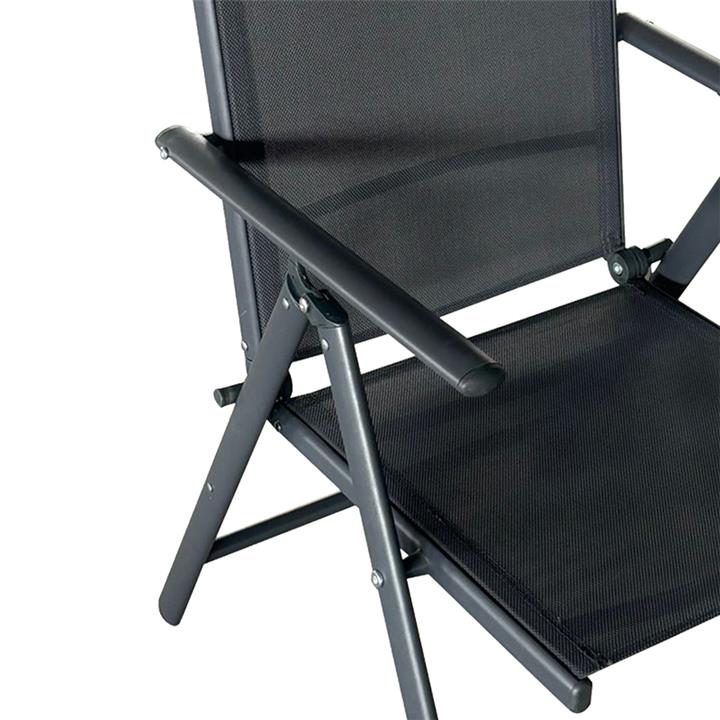 Candor pakoworld armchair anthracite aluminum and gray textilene 65x56x106cm