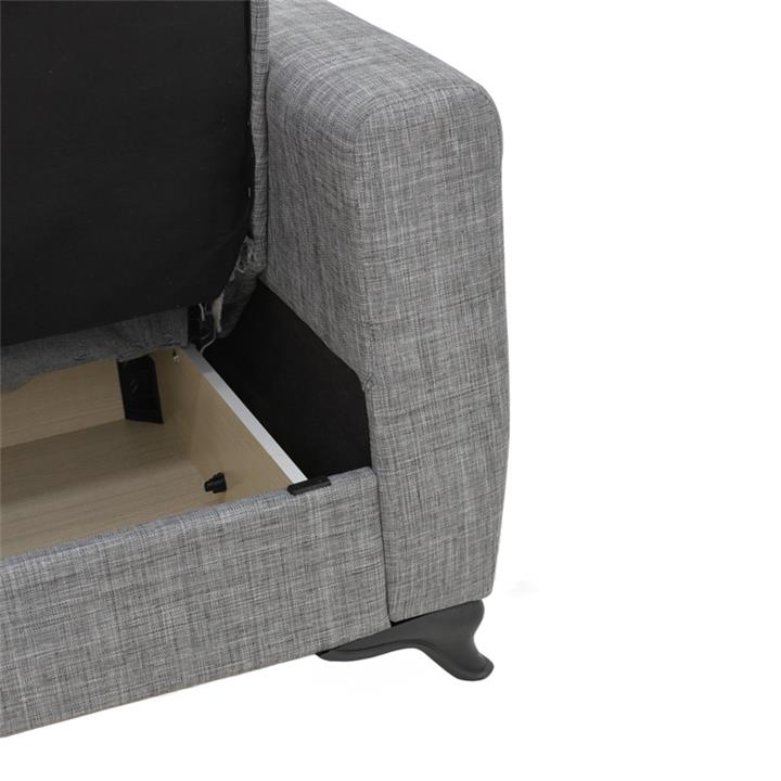 Three-seater Modestole sofa-bed with storage space pakoworld gray fabric 215x85x80cm