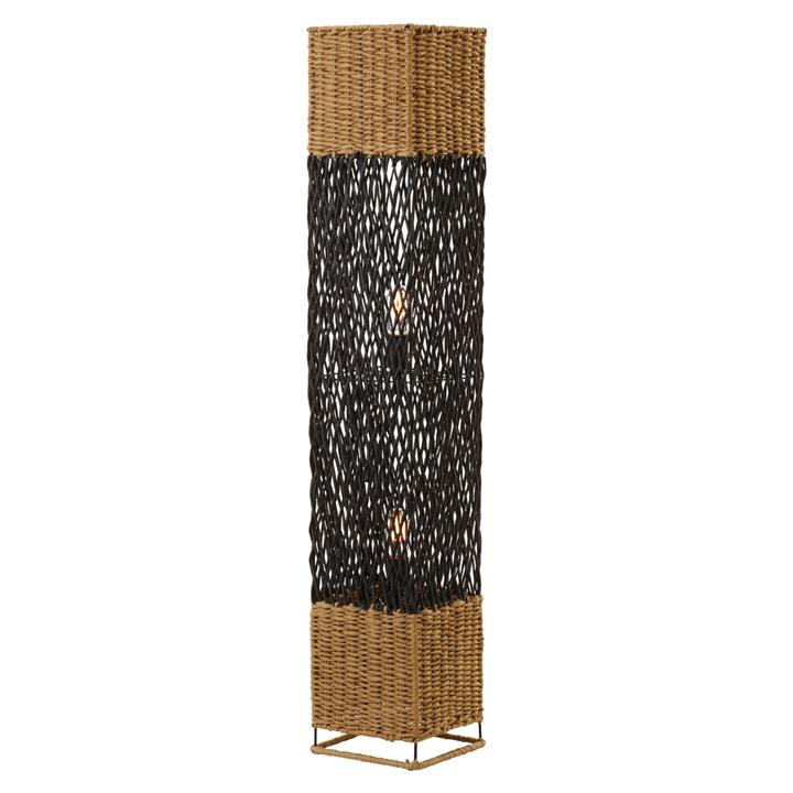 ΦΩΤΙΣΤΙΚΟ ΔΑΠΕΔΟΥ HM4355 ΜΕΤΑΛΛΟ-PAPER ROPE ΣΕ ΜΠΕΖ ΑΜΜΟΥ-ΜΑΥΡΟ 21x21x121,5Υεκ.