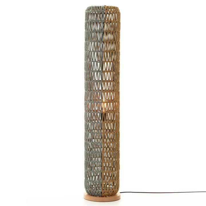 FLOOR STANDING LAMP HM4356 METAL-PAPER ROPE IN BEIGE-PISTACHIO GREEN Φ23Χ123Hcm.