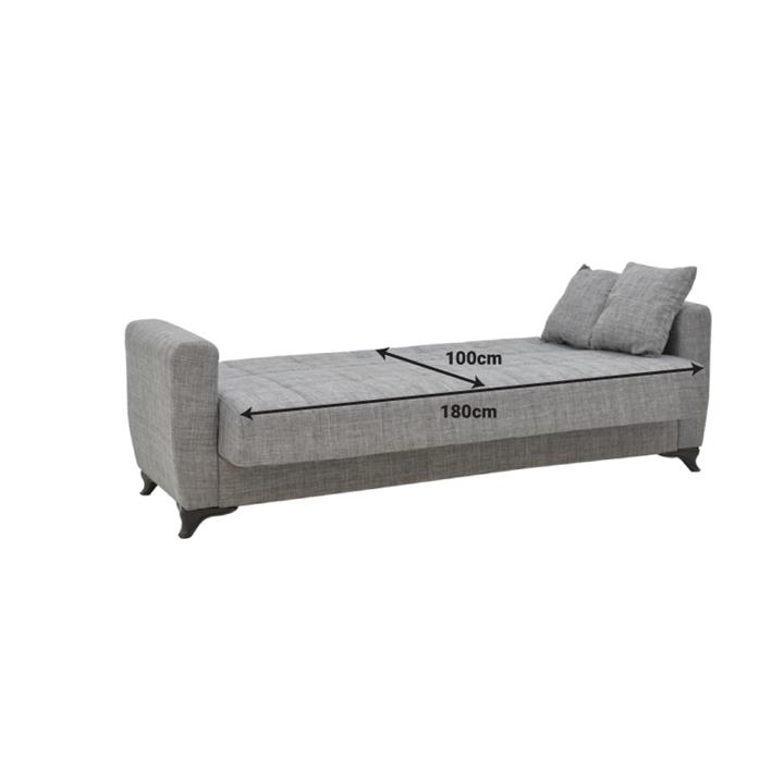 Modestole pakoworld three-seater sofa-bed with storage space black fabric 215x85x80cm