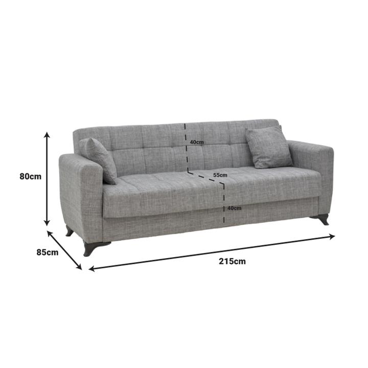 Modestole pakoworld three-seater sofa-bed with storage space black fabric 215x85x80cm