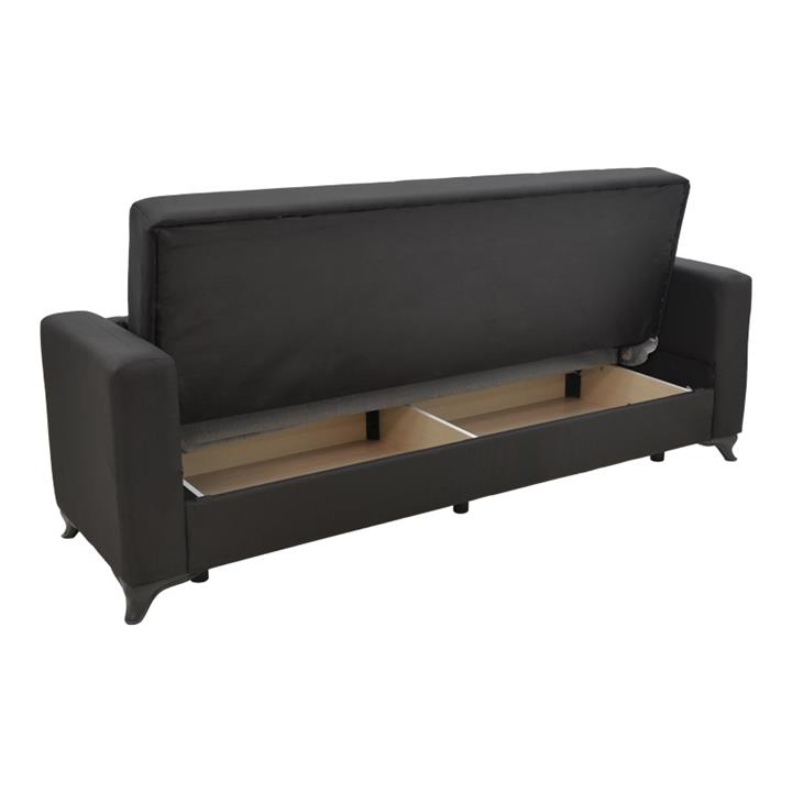Modestole pakoworld three-seater sofa-bed with storage space black fabric 215x85x80cm
