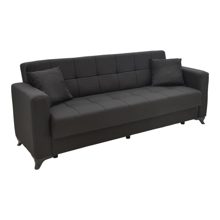 Modestole pakoworld three-seater sofa-bed with storage space black fabric 215x85x80cm