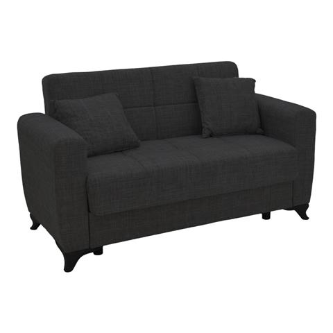 Two-seater Modestole sofa-bed with storage space pakoworld light black fabric 155x85x80cm