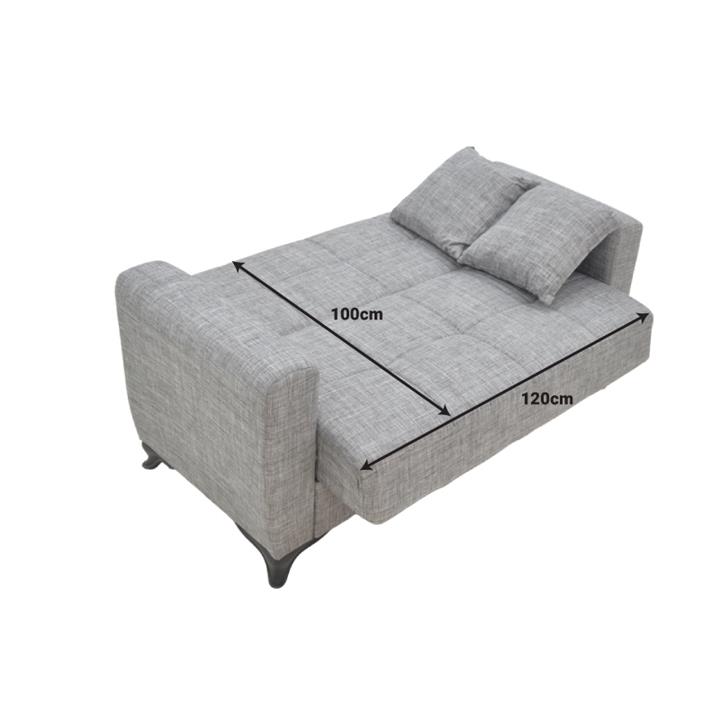 Sofa-bed with storage two-seater Modestole pakoworld light brown fabric 155x85x80cm