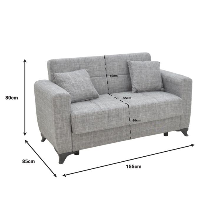 Sofa-bed with storage two-seater Modestole pakoworld light brown fabric 155x85x80cm