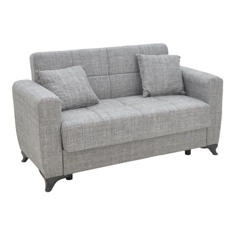 Sofa-bed with storage two-seater Modestole pakoworld gray fabric 155x85x80cm