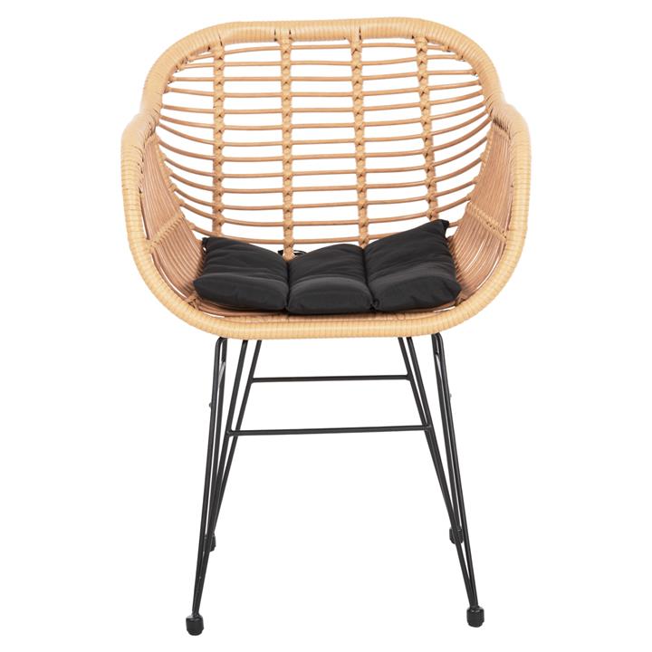 ARMCHAIR WITH SEAT CUSHION METAL FRAME ALLEGRA HM5450.31 BEIGE RATTAN IN WICKER 58x59x82H cm.m.
