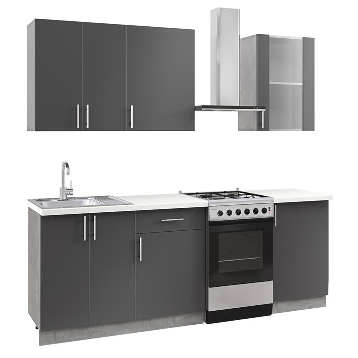 KITCHEN COMBO ANTHRACITE MELAMINE WHITE HPL TOP 160x47x84,8Hcm.HM2468.01