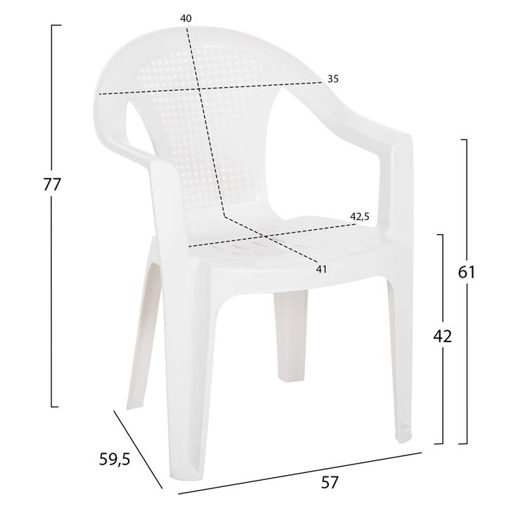 POLYPROPYLENE ARMCHAIR TUVANA HM6145.13 WHITE 57x59.5x77Hcm.