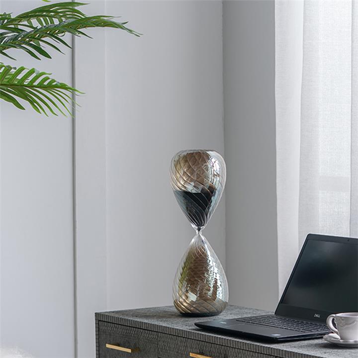Artekko Κλεψύδρα 120 λεπτών με γκρι γυαλυστερό φινίρισμα 14x14x43cm