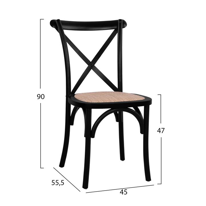 Chair Owen Stackable beech wood Black Matte with crossed back HM8575.02 45x55,5x90 cm